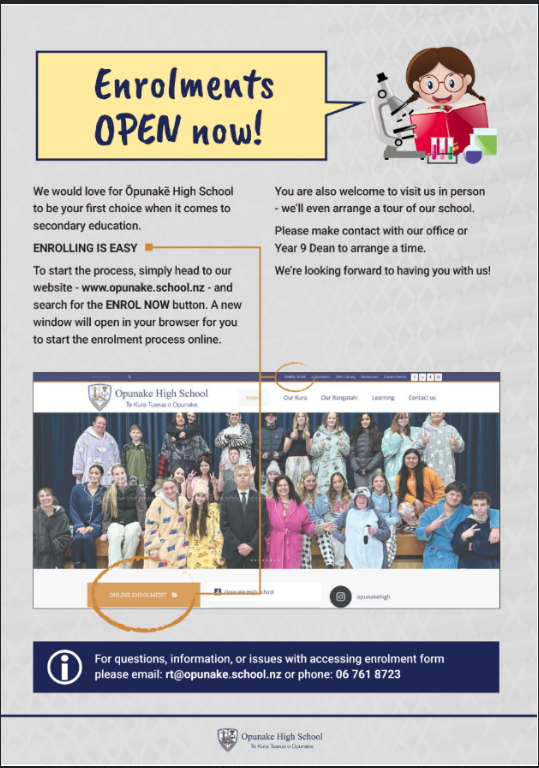 Opunake High Enrolments now open